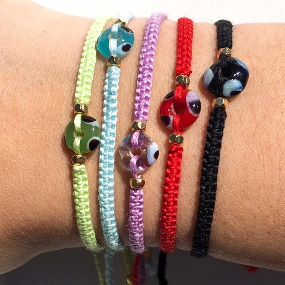 Handmade Glass Evil Eye Adjustable Bracelet 🧿 - Picture 6 of 13